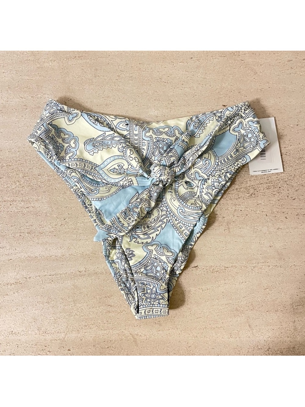 Montce Light Blue Paisley Tie-Front Bikini top with Paula Tie Up Bikini Bottom - Picture 2 of 8